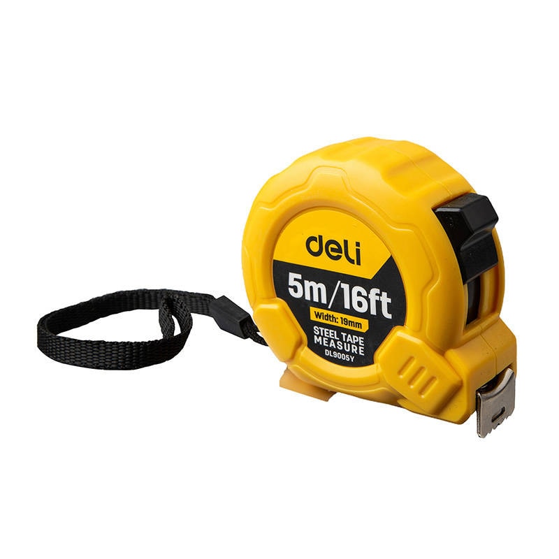 Stålmåttband 5m/19mm Deli Tools EDL9005Y (gul)