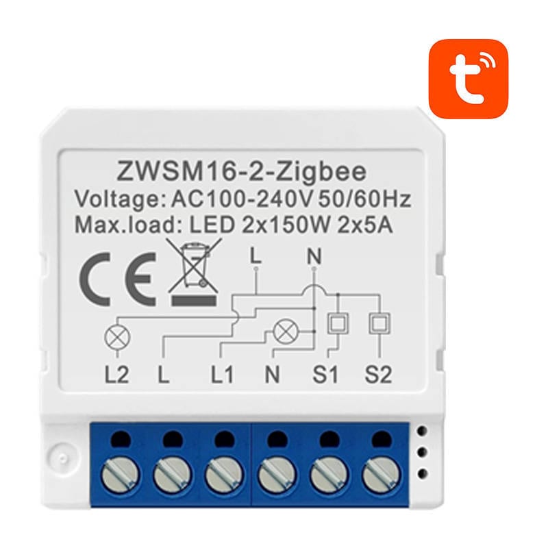 Smart strömbrytarmodul ZigBee Avatto ZWSM16-W2 TUYA