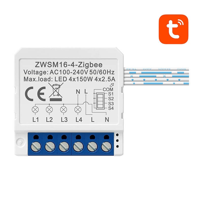 Smart strömbrytarmodul ZigBee Avatto ZWSM16-W4 TUYA