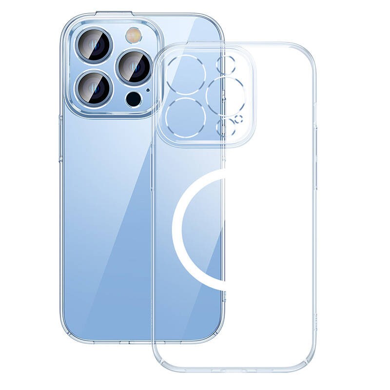Baseus Kristalltransparent magnetiskt fodral och härdat glas set för iPhone 14 Pro Max