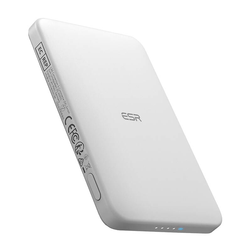 ESR Qi2 MagSlim 5000 mAh magnetisk powerbank (vit)
