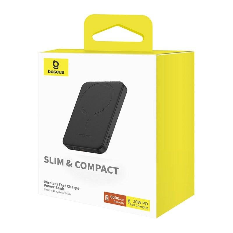 Magnetisk mini-powerbank Baseus 5000mAh, USB-C 20W (svart)
