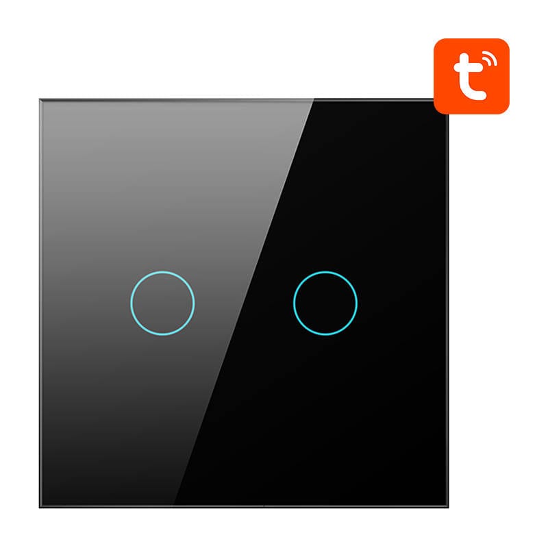 Smart ljusströmbrytare ZigBee Avatto ZTS02-EU-B2 2-vägs TUYA (svart)