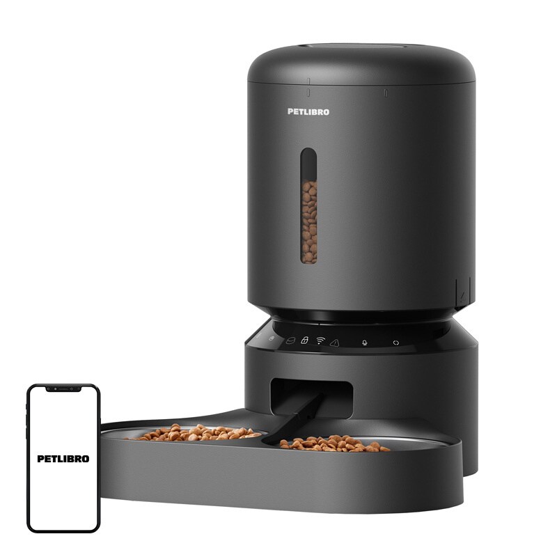 Petlibro Granary matautomat med dubbel skål, Wifi, 5L (svart)