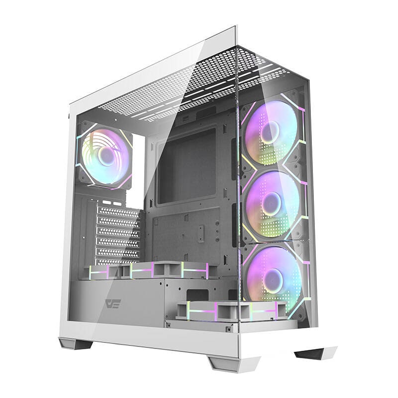 Datorchassi Darkflash DS900 (vit) + 7 ARGB-fläktar