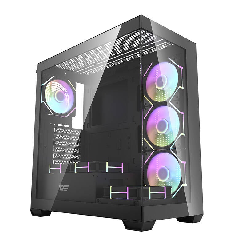 Darkflash DS900 datorchassi (svart) + 7 ARGB-fläktar