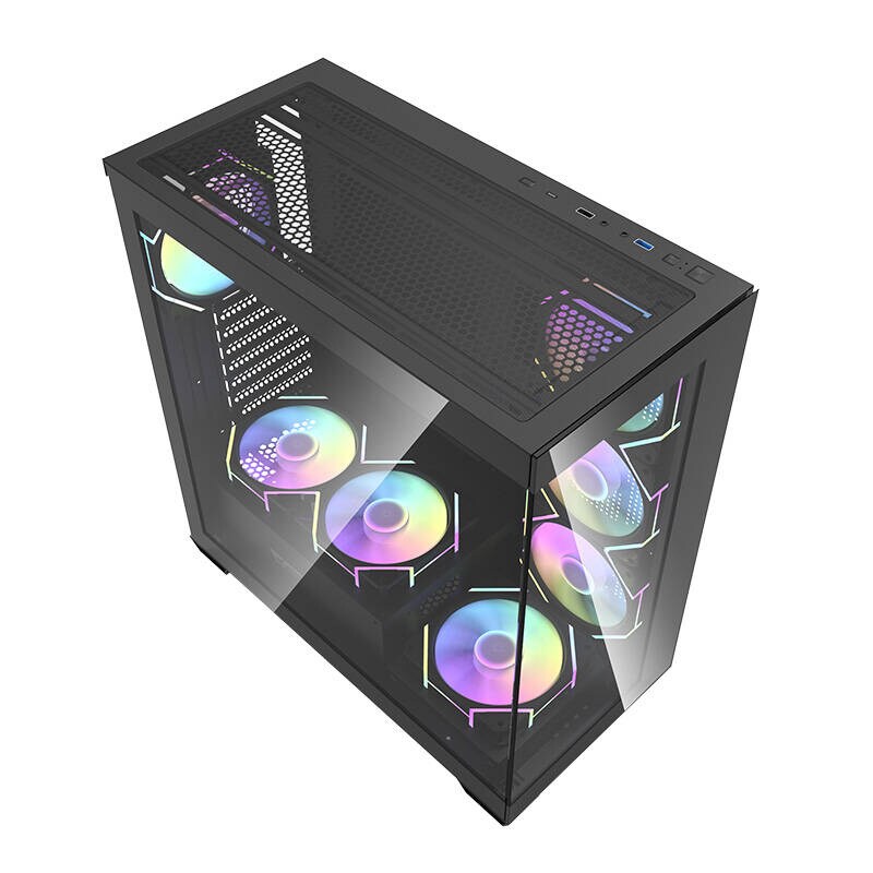 Darkflash DS900 datorchassi (svart) + 7 ARGB-fläktar