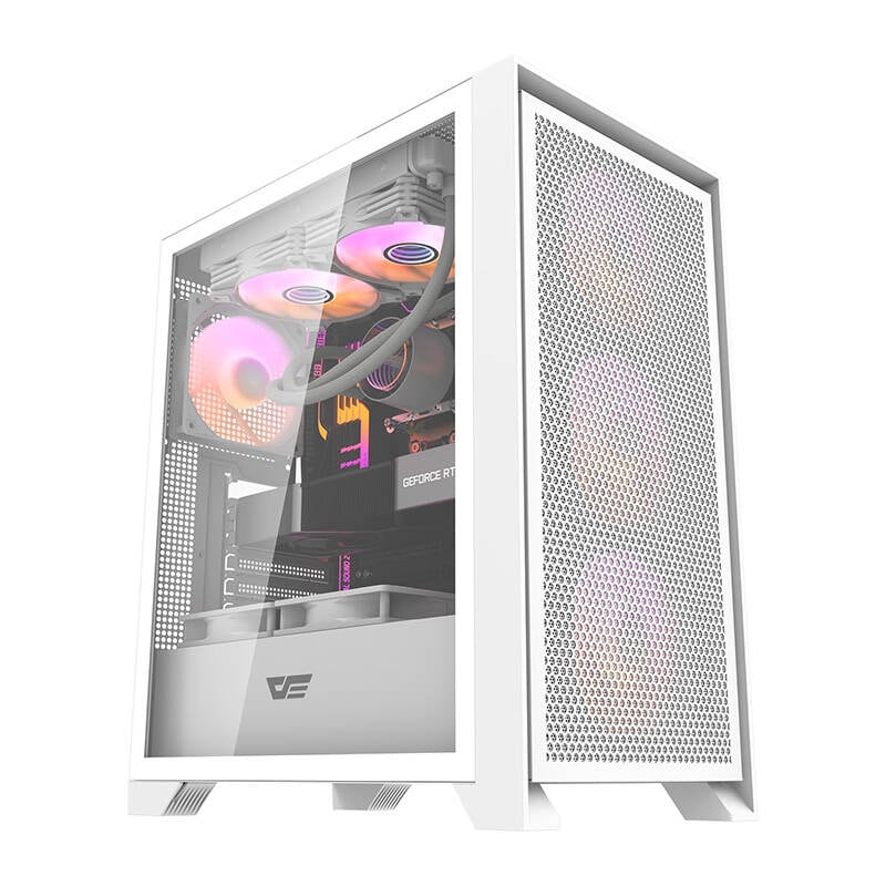 Darkflash DRX70 MESH datorchassi (vitt) + 4 RGB-fläktar