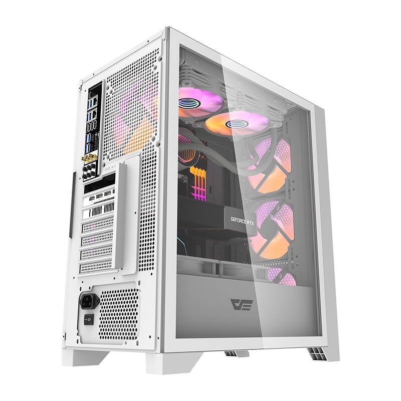 Darkflash DRX70 MESH datorchassi (vitt) + 4 RGB-fläktar