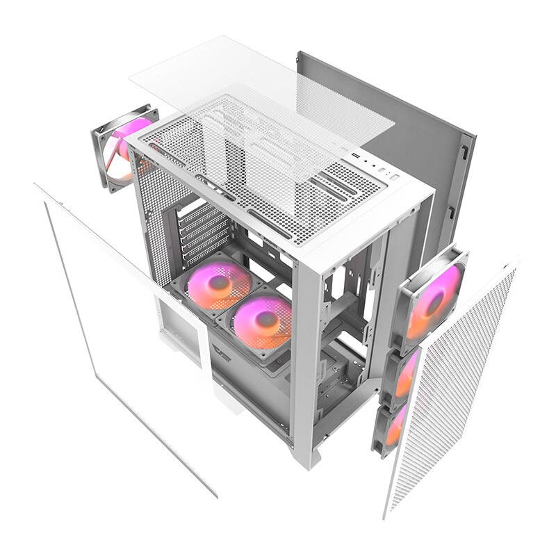 Darkflash DRX70 MESH datorchassi (vitt) + 4 RGB-fläktar