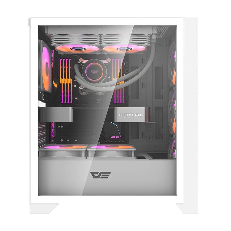 Darkflash DRX70 MESH datorchassi (vitt) + 4 RGB-fläktar