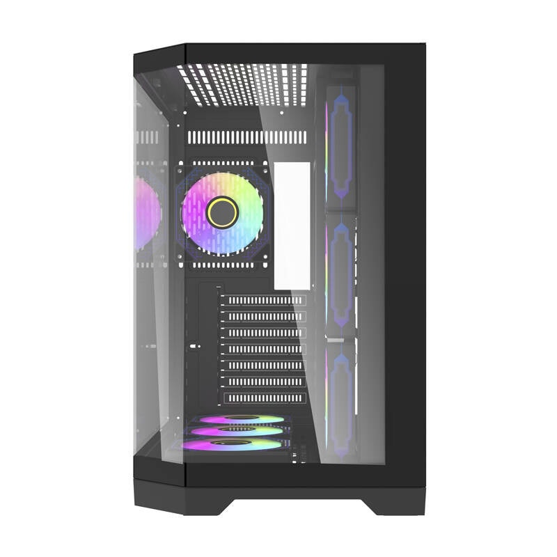Darflash FT418 PRO datorchassi + 7 aRGB-fläktar (svart)