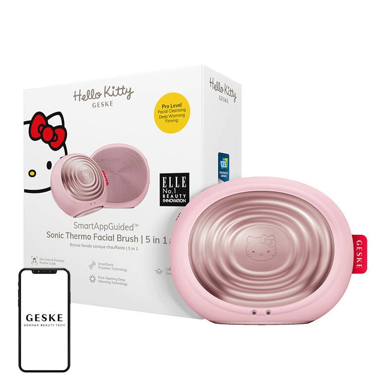 Sonic Thermo Ansiktsborste 5in1 Geske med APP (hello kitty rosa)