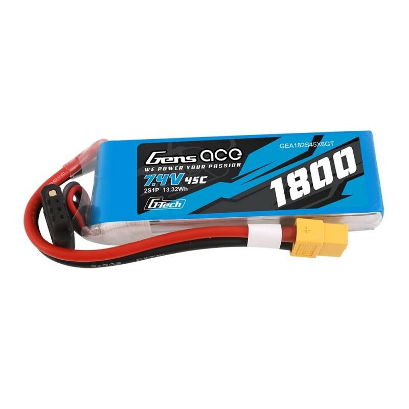 GensAce G-Tech LiPo 1800mAh 7,4V 45C 2S1P XT60-batteri