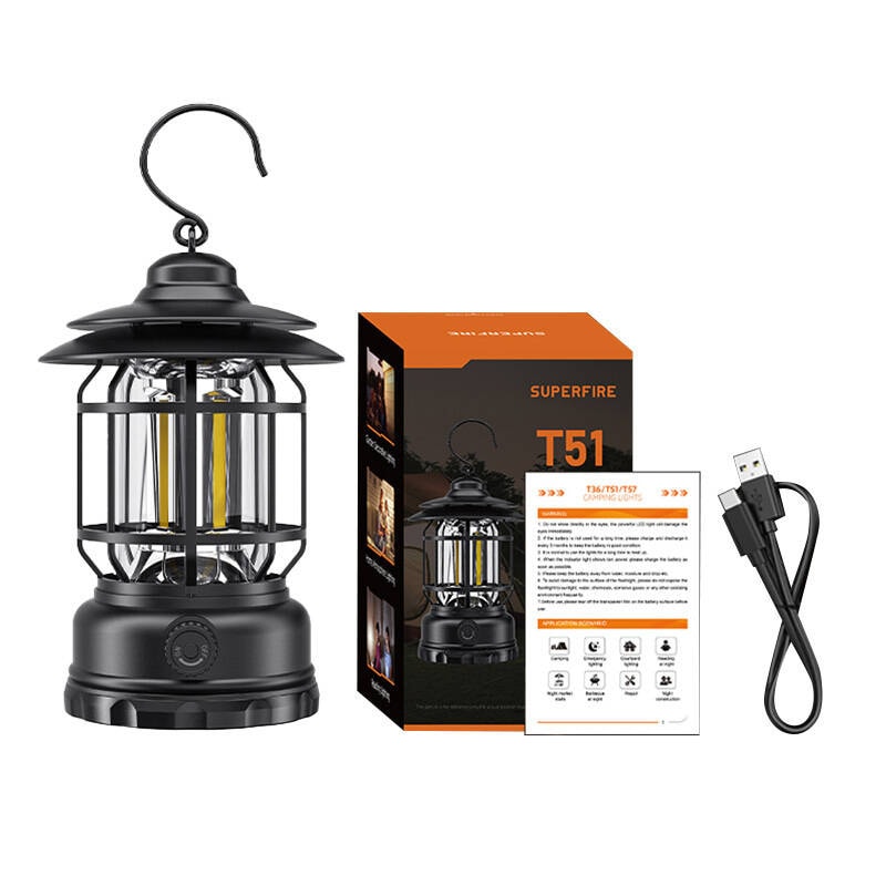 Lampa med inbyggd Superfire T51, USB-C