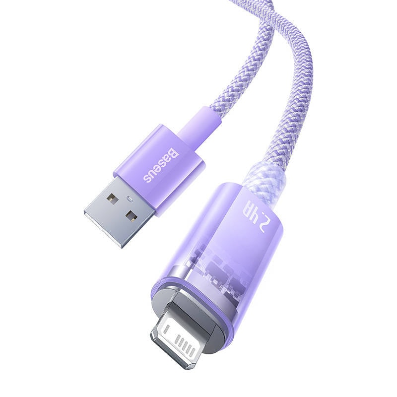 Snabbladdningskabel Baseus USB-A till Lightning Explorer Series 1m 2,4A (lila)