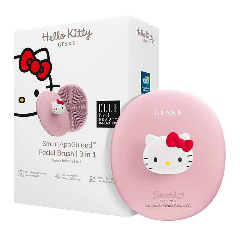 Ansiktsrengöringsborste 3in1 med handtag Geske med APP (Hello Kitty rosa)