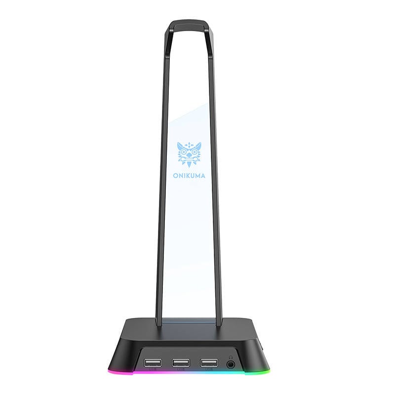 Hörlursställ ONIKUMA med RGB och USB-hubb – Svart