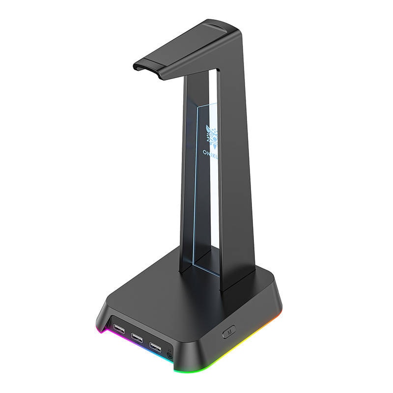 Hörlursställ ONIKUMA med RGB och USB-hubb – Svart