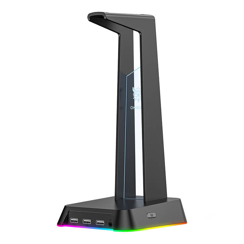 Hörlursställ ONIKUMA med RGB och USB-hubb – Svart