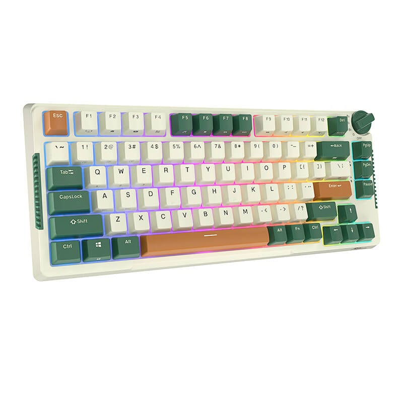 Royal Kludge RKH81 RGB trådlöst mekaniskt tangentbord, Sky cyan switch (grön) (QWERTY)