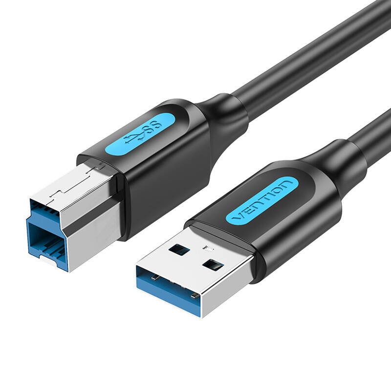 USB 3.0 A till B tryckkabel Vention COOBI 2A 3m Svart PVC