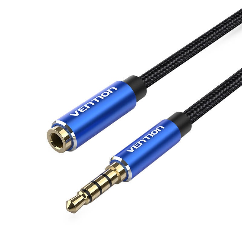 Kabel Audio TRRS 3,5 mm hane till 3,5 mm hona Vention BHCLJ 5m Blå