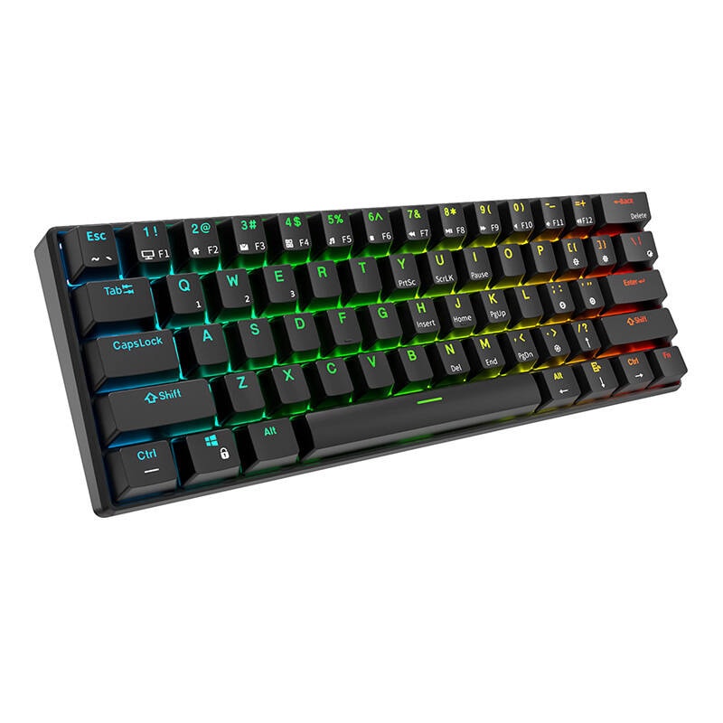 Royal Kludge RK61 RGB mekaniskt tangentbord, brun brytare (svart) (QWERTY)