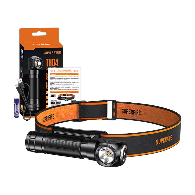 Superfire TH04 2-i-1 pannlampa ficklampa, 600 lm, USB-C, 5 lägen, 150 m
