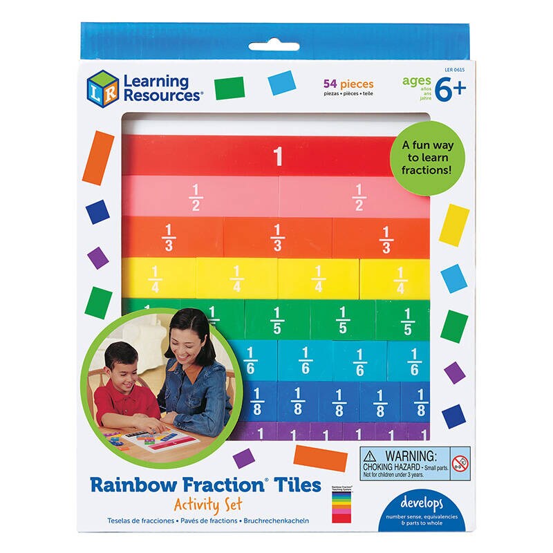 Rainbow Fraction Tiles med bricka Learning Resources LER 0615