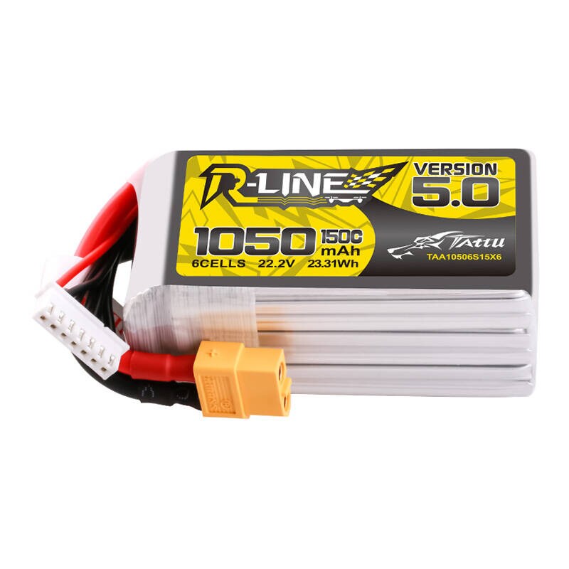 Tattu R-Line 5.0 1050mAh 22,2V 6S 150C XT60 Plug-batteri