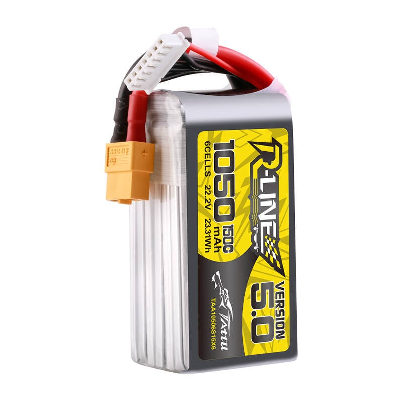 Tattu R-Line 5.0 1050mAh 22,2V 6S 150C XT60 Plug-batteri