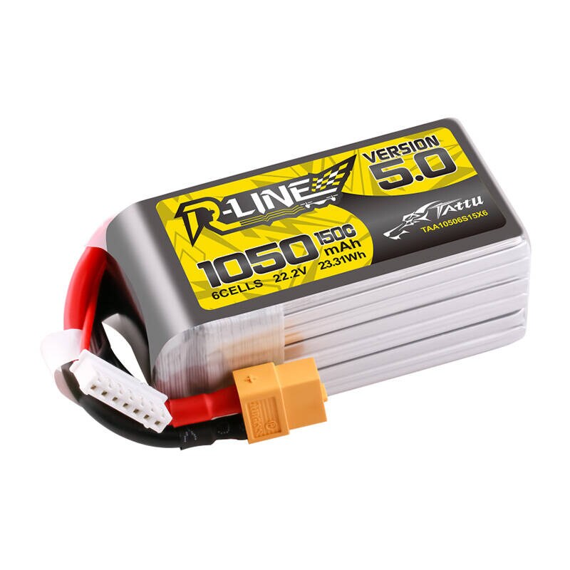 Tattu R-Line 5.0 1050mAh 22,2V 6S 150C XT60 Plug-batteri