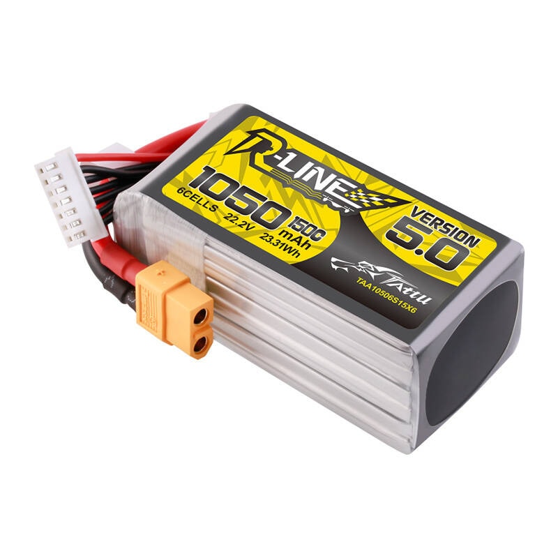 Tattu R-Line 5.0 1050mAh 22,2V 6S 150C XT60 Plug-batteri