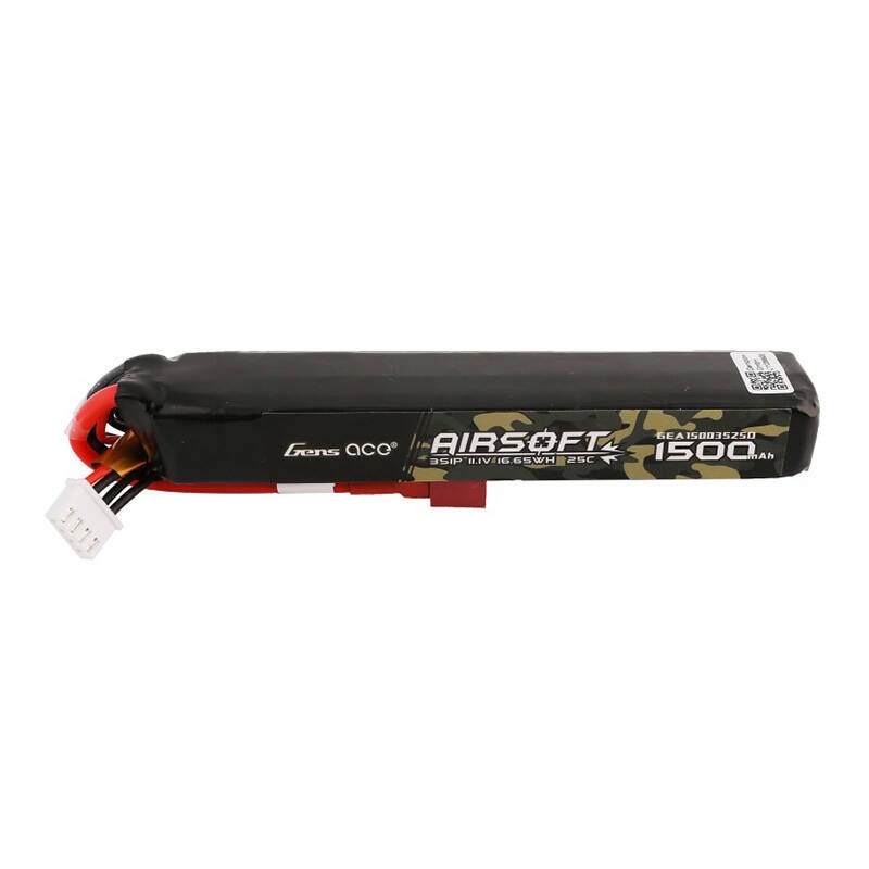 Gens ace 25C 1500mAh 3S1P 11,1V Airsoft Gun Lipo-batteri med T-kontakt