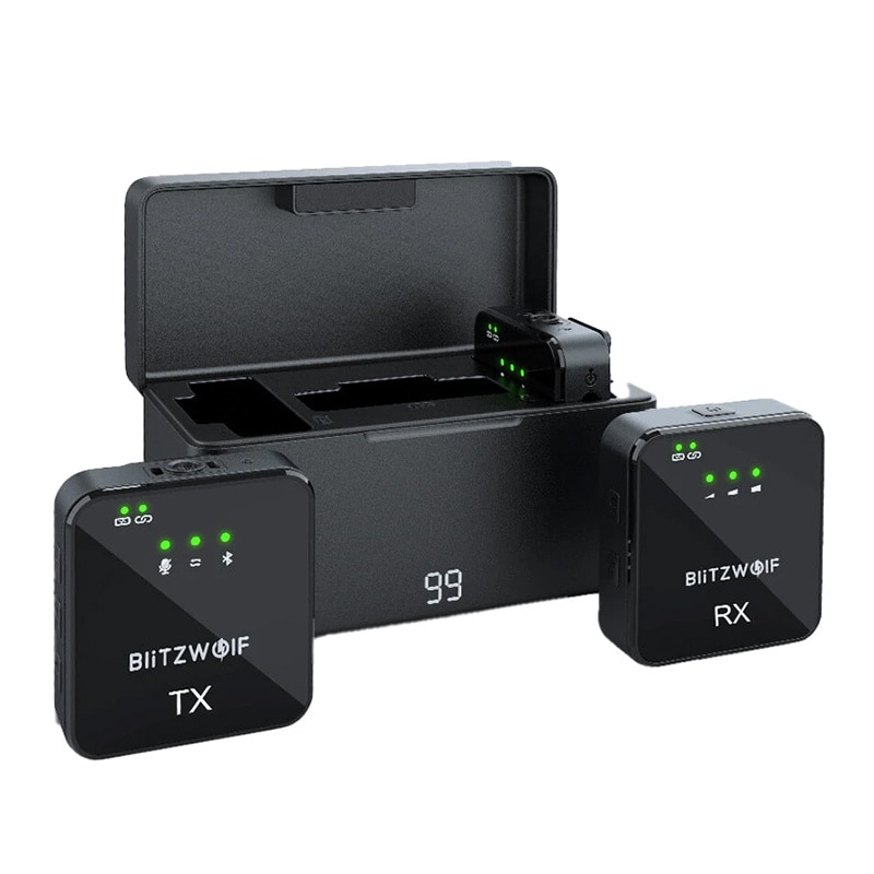 BlitzWolf trådlös mikrofon, BW-SX63, 1000mAh (svart)