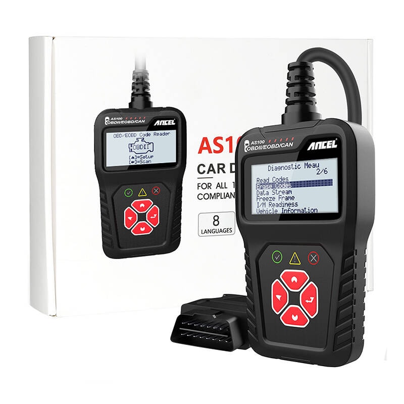 Ancel AS100/AC100 OBD2-diagnostiikkatyökalu, jossa on LCD-näyttö ja moniprotokollatuki