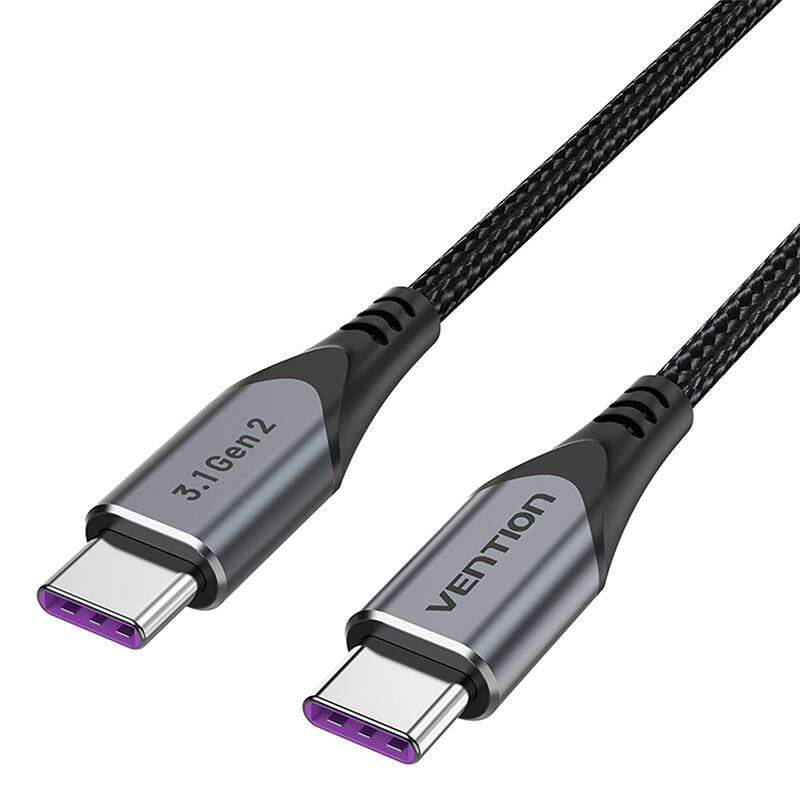 USB-C till USB-C 100W Vention TAHHF 5A 1m USB 3.1 Gen2 4k-kabel (grå)