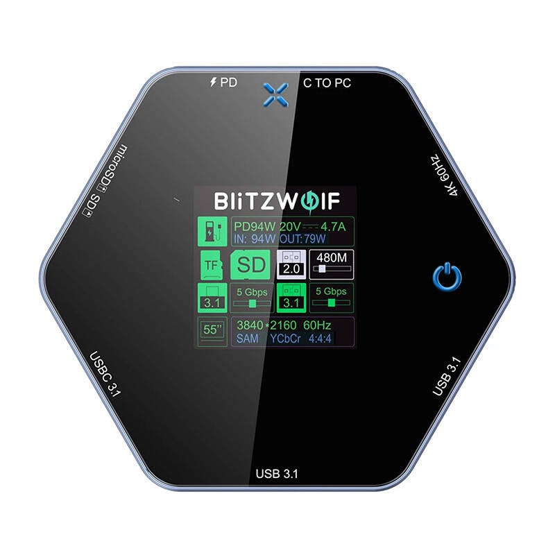Blitzwolf 8in1 dockningsstation BW-TH16 USB 100W LCD Smart Display