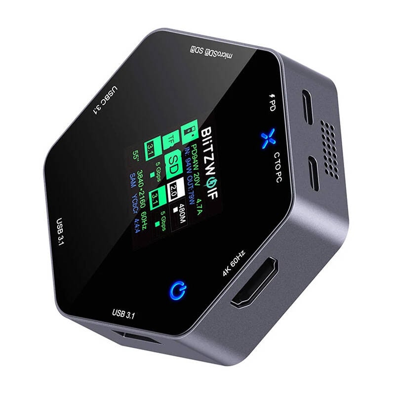 Blitzwolf 8in1 dockningsstation BW-TH16 USB 100W LCD Smart Display