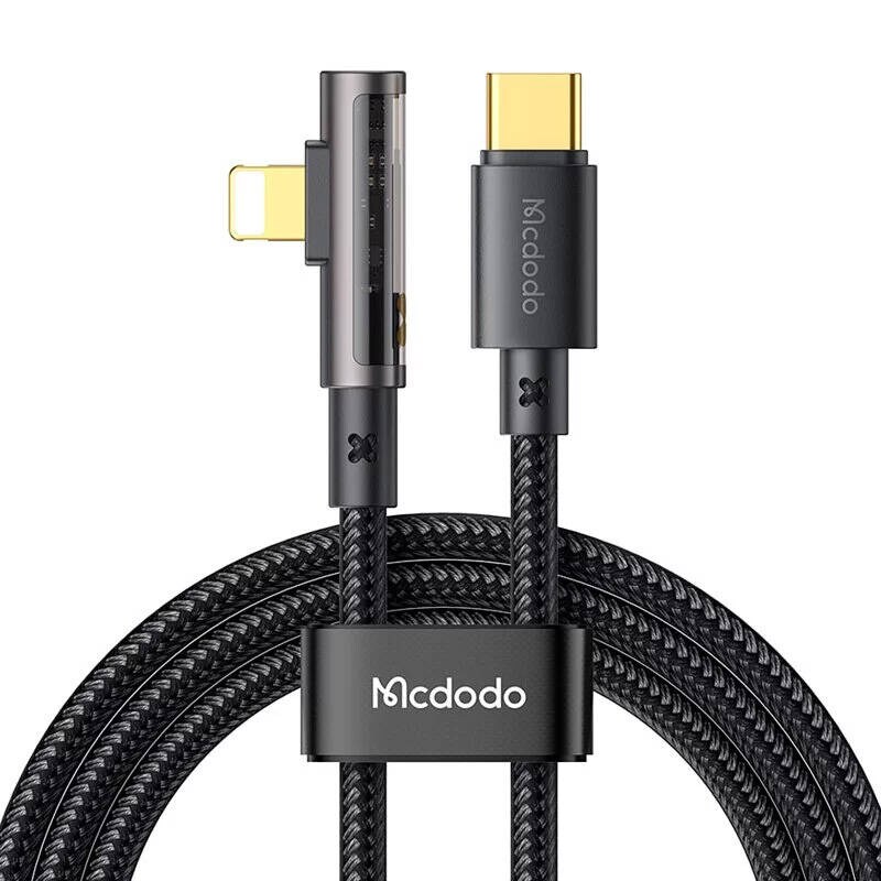 McDodo CA-3390 36W 1,2 m USB-C till Lightning vinkelkabel (svart)