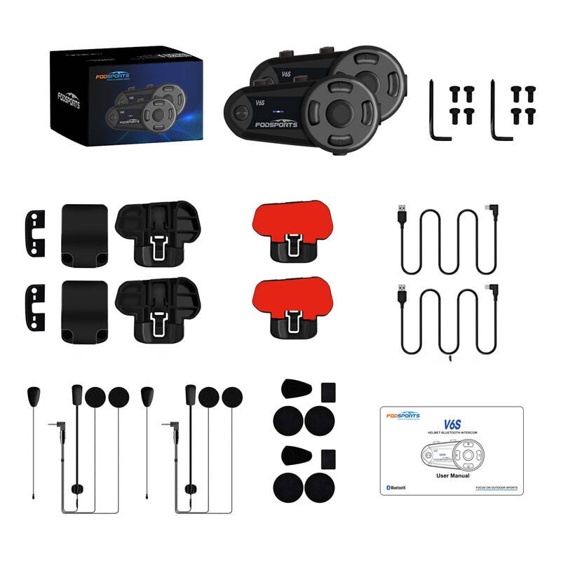 Fodsports V6S intercom för motorcykel, två-pack