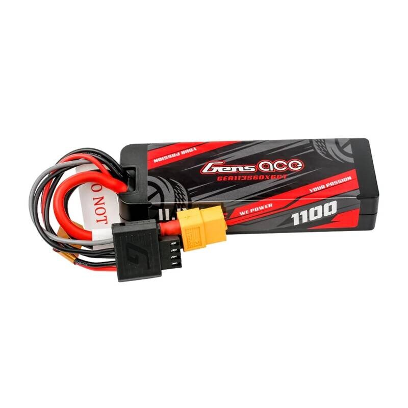 Lipo Gens ace G-Tech 1100mAh 11.1V 3S1P 60C GRP-76 Hardcase-batteri med XT60-kontakt