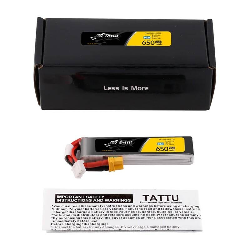 Ackumulator Lipo Tattu 2s 650mAh 95C 7.6V HV z XT30 Long-Pack