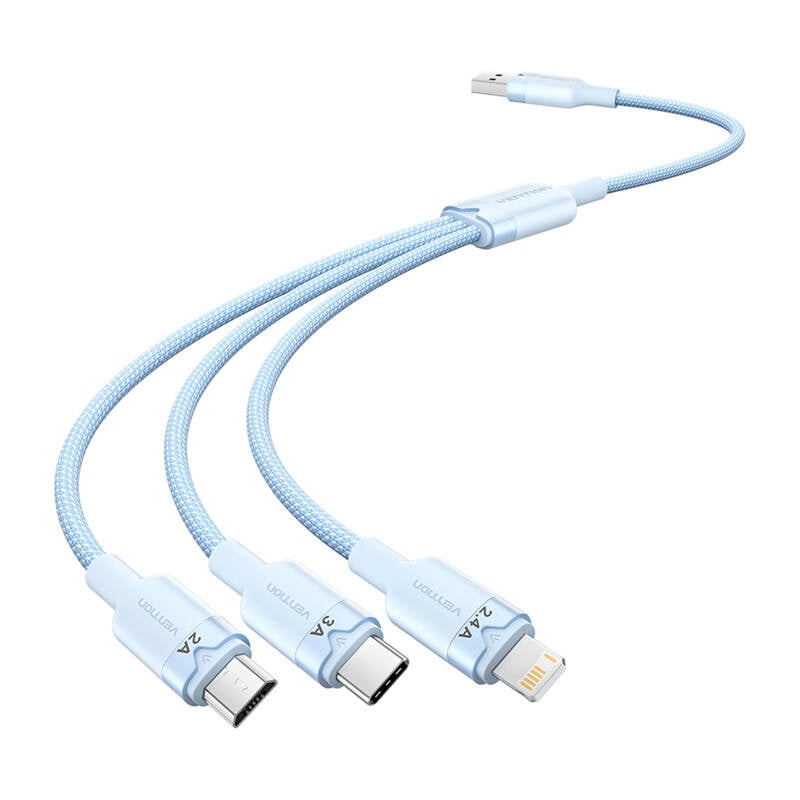 USB 2.0 A till 3in1 3A-kabel Vention CTPLG 1,5M (blå)