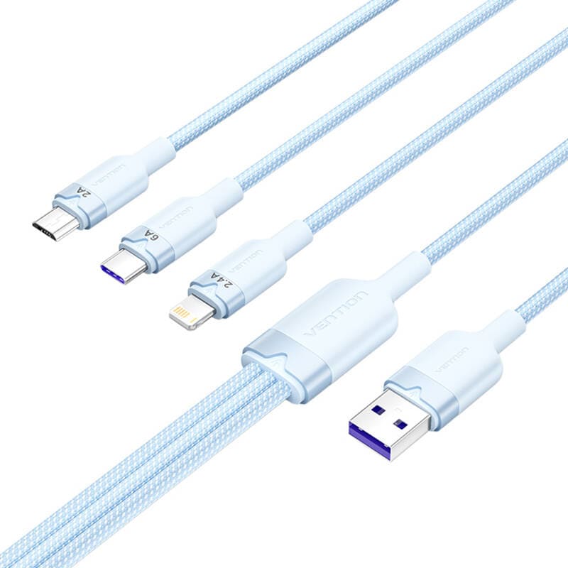 USB 2.0 A till 3-in-1 6A-kabel Vention CTRLG 1,5M (blå)