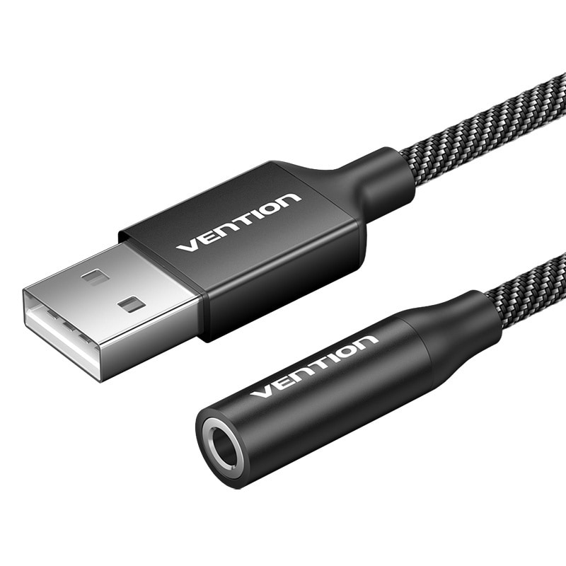 Externt USB-ljudkort med en port Vention Gome 1m (svart)