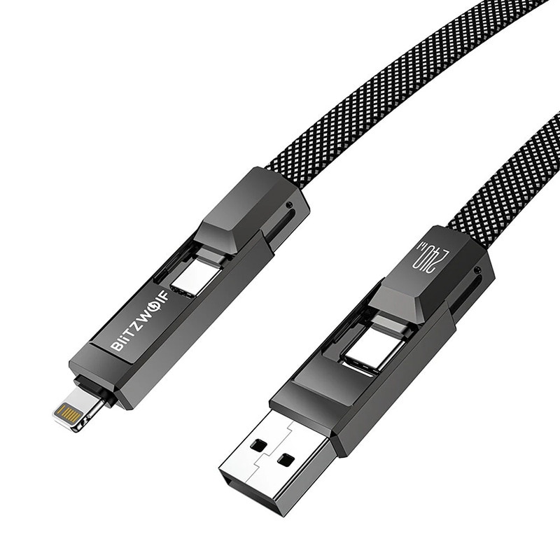 Blitzwolf BW-HDC7 4-i-1 USB+C+Blixtkabel 240W 1,2m (svart)