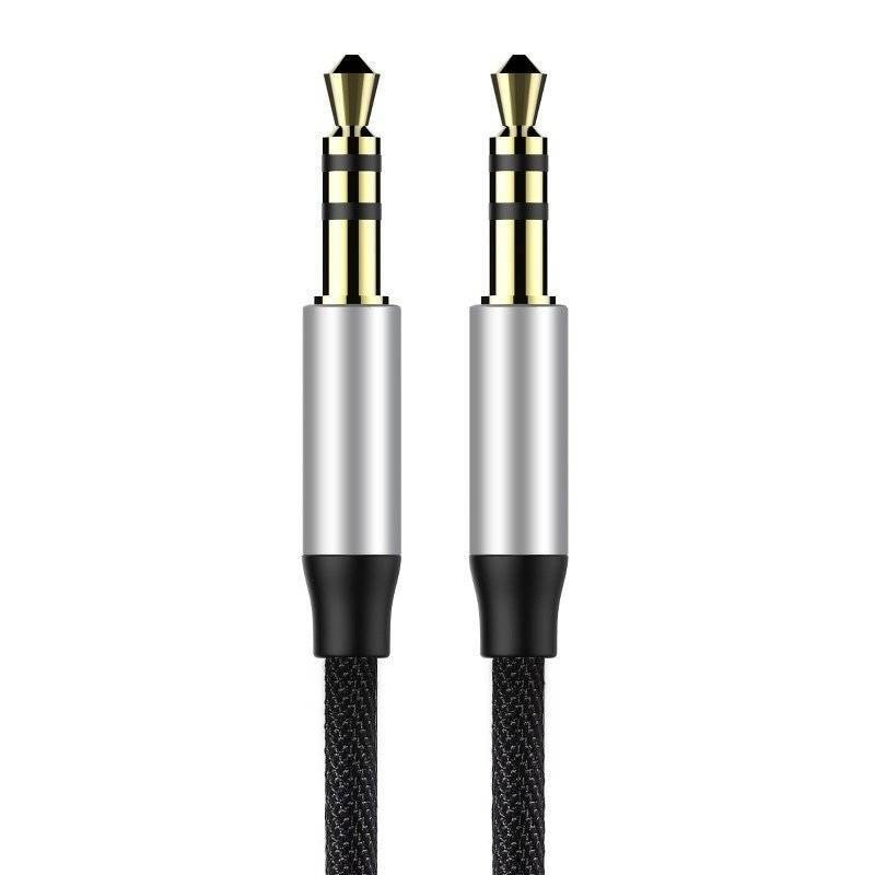 Baseus Yiven Ljudkabel mini jack 3,5mm AUX, 1m (Svart+Silver)