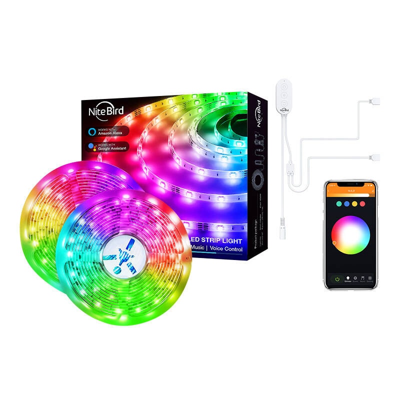 Smart WiFi RGB LED-ljusremsa NiteBird SL3 (2x5m), Tuya
